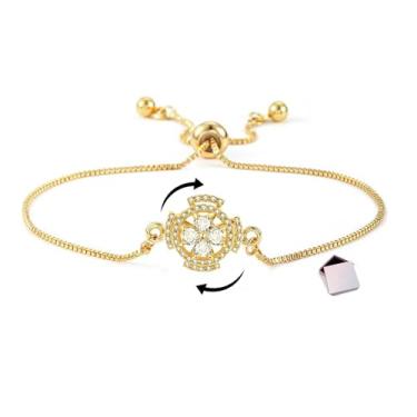 Imagem de IQIC Pulseira de girassol para mulheres que giram para ansiedade, pulseiras de strass ajustáveis com flores, girassóis brilhantes, acessórios de joias para alívio de preocupações, adjustable, Plástico