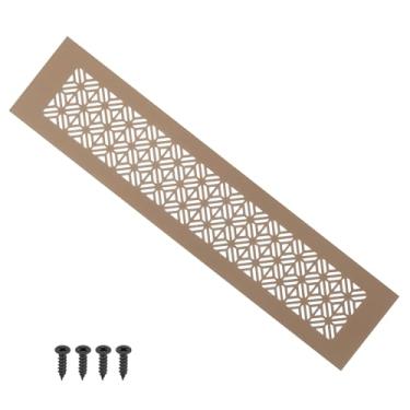 Imagem de PATIKIL Capa de ventilação de porta de 35 x 7,6 cm, capa de ventilação de grade de alumínio resistente com parafusos de montagem para porta de guarda-roupa de armário, marrom