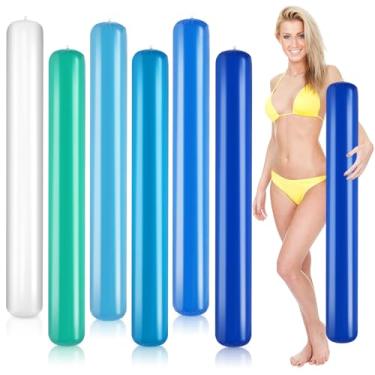 Imagem de Libima 6 peças de macarrão inflável para piscina, 104 cm, bastões infláveis coloridos para uso ao ar livre, para adultos, verão, piscina, praia, lago, festa, decoração esportiva (cor do oceano)