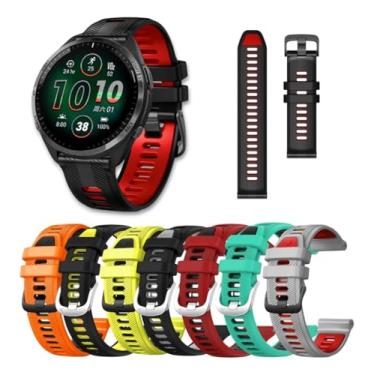Imagem de Pulseira Silicone Para Relógio Garmin Forerunner 255/265/745/venu Dual Cor 22MM Fecho Duplo (Preto e Vermelho)