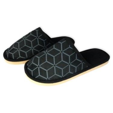 Imagem de Pantufa Chinelo Masculina Macia Estampada Marrom, Preta e Azul Tam 40/41 - 42/43 - 44/45 - Sola Antiderrapante Super Quentinha Pelucia Adultos Conforto Facilidade De Uso Tradicional Sapatilha Forração Pelo 100% Poliéster Solado Resistente (Estampada Preta, BR, Adulto, Faixa Numérico, 40, 41)