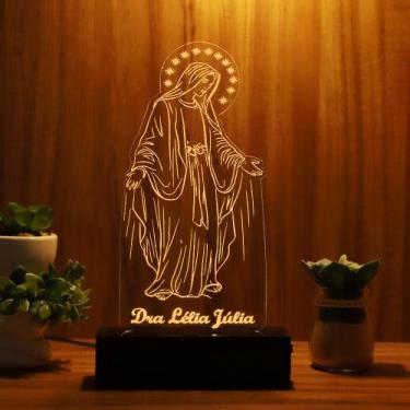 Imagem de Luminária Abajur Nossa Senhora das Graças LED Amarelo - Bold