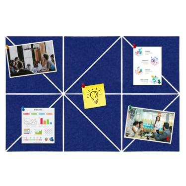 Imagem de HULAVO Placa de cortiça de feltro triangular, autoadesiva, quadro de avisos de feltro faça você mesmo, com 35 pinos para escritório, escola, casa, decoração de parede, adesivos, memos, fotos (azul