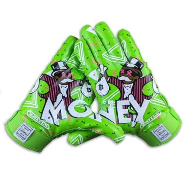 Imagem de Sports Money Man 2.0 Wide Receiver Football Gloves - Adult and Youth Football Gloves - Ultra Grip Gloves - Adult Medium, Neon Green