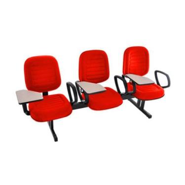 Imagem de Cadeira Em Longarina Com Prancheta Linha Blenda Vermelho - DESIGN OFFI