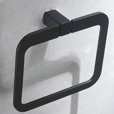 Imagem de Ferragens para banheiro cromadas pretas - Toalheiro, porta-papel e gancho para roupão | Conjunto de 4 peças, porta-toalhas preto