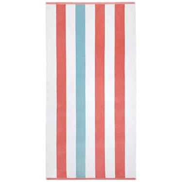 Imagem de Kaufman - Toalhas de praia listradas tonais aveludadas macias de 89 cm x 178 cm | Absorventes, de secagem rápida | Toalhas de praia grossas 100% algodão (COR-SEA)