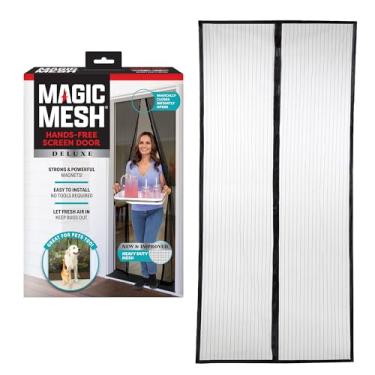 Imagem de Magic Mesh Deluxe, preto | Porta de tela magnética, resistente, fecho magnético, rede de porta, tela de pátio, tela de porta deslizante, tela de insetos para portas, adequado para crianças e animais