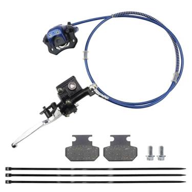 Imagem de PRO BAT Sistema de freio a disco hidráulico traseiro Conjunto de pinça de cilindro mestre de freio esquerdo com pastilhas de freio para 50cc 70cc 90cc 110cc 125cc 4 Wheeler Quad Bike ATV Buggy