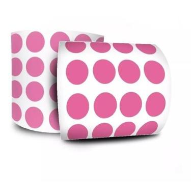 Imagem de Etiqueta Adesiva Bolinha Colorida Rosa 10Mm 1,0Cm Rolo 1000 - DC