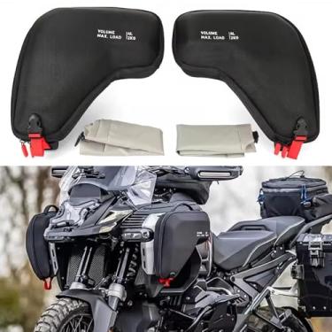 Imagem de WALIPILUSI Bolsa de proteção de radiador de nylon para motocicleta serve para BMW R1300GS Adventure ADV 2024 2025 carenagem lateral frontal 4L volume bolsas de armazenamento de ferramentas esquerda