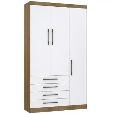 Imagem de Guarda-roupa Modulado 132cm 3 Portas 4 Gavetas Paris Luciane, Avelã/Br