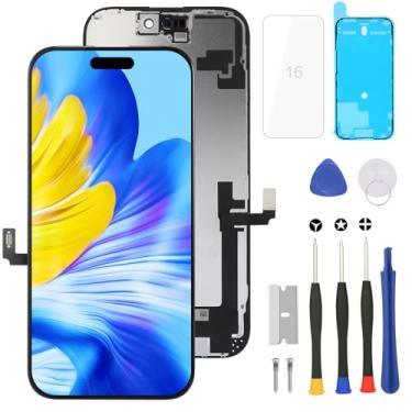 Imagem de Kit de substituição de tela para iPhone 16 Conjunto completo, substituição para iPhone 16 para A3287 A3081A3286 A3288 tela digitalizadora LCD com digitalizador 3D Touch e True Tone e kit de reparo