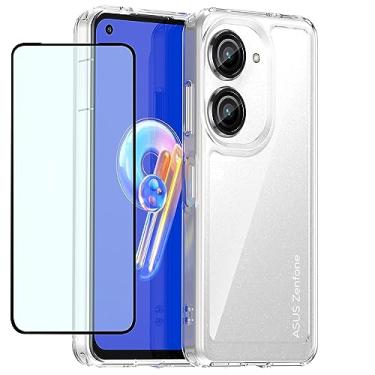 Imagem de GTBDEKI Capa transparente para Zenfone 9, Zenfone 9z AI2202 com protetor de tela HD, antiarranhões à prova de choque transparente PC rígido + capa protetora de TPU para Asus Zenfone 9 Crystal Clear