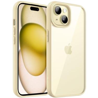 Imagem de JETech Capa para iPhone 15 6,1 Polegadas, Capinha Protetora de Telefone à Prova de Choque, Moldura de TPU Fosca de Cor Sólida, Case para Parte Traseira Transparente Antiarranhões (Amarelo)