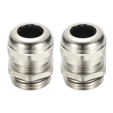 Imagem de PATIKIL Prensa-cabos elétricos à prova d'água, NPT1/2, 2 peças, 1/10.2 cm-15/81.3 cm, cabo de latão niquelado, protetor de fio elétrico para caixa de cabos externos, caixa de junção