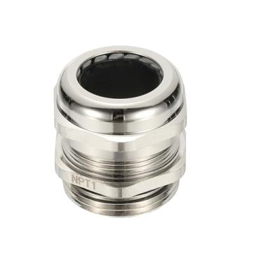 Imagem de PATIKIL Prensa-cabos elétricos à prova d'água, NPT1 1 peça 1 peça 5/17.8 cm a 2.5 cm cabo de latão niquelado cabo de aperto protetor de fio elétrico para caixa de cabo externo caixa de junção