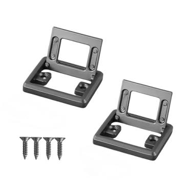 Imagem de YLXSS Puxador de liga de zinco de 4 cores, puxadores retangulares em concha, puxador quadrado para porta de armário com parafusos (cinza, pequeno, distância do furo: 32 mm)