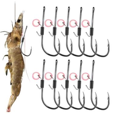 Imagem de Anzóis para Isca Viva | Equipamento de Isca Artificial para Pesca,10 Peças Anzóis Fortes Armação Resistente para Truta Bass Bagre Pesca de Acampamento