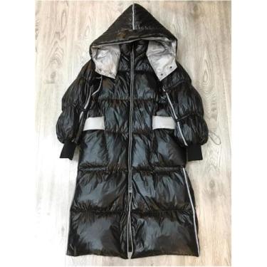 Imagem de Jaqueta Ultra Quente E à Prova De Vento 90% White Duck Down Jacket Mulheres Inverno Down Jacket Long Luxury Female Parka Com Capuz Solto Quente Senhoras Down Coat, Black Color, L