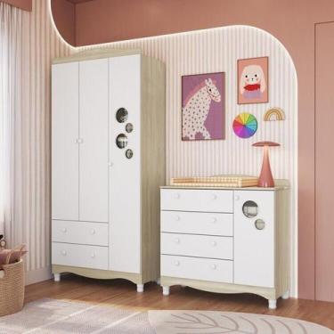 Imagem de Conjunto para Quarto Infantil com Guarda-roupa e Cômoda Trocador Encan