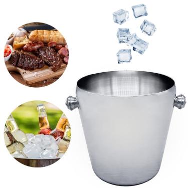 Imagem de Balde de Gelo Portátil Inox 1.2L Ideal para Churrasco