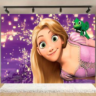 Imagem de Painel de festa infantil decorativo da rapunzel - Shopp do Adesivo, M 