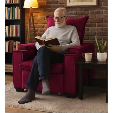 Imagem de Poltrona Papai Reclinável Pulse Porta Copos Carregador usb Vermelho