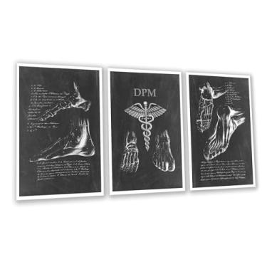 Imagem de Gnosis Picture Archive Arte de parede DPM Medical Foot Anatomy, conjunto de 3 impressões em preto e branco, decoração de escritório de podologia, sem moldura, presente para podólogo.