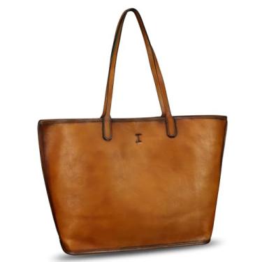 Imagem de Bolsa de couro genuíno grande para mulheres Hobo bolsa de ombro bolsa grande capacidade para notebook e trabalho, Marrom, Medium