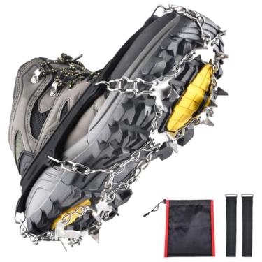 Imagem de Azarxis Walk Traction Gelo Neve Cleat Treads Grippers Crampons Creepers with 19 Spikes for Shoes Boots Men Women Walking Climbing Hiking Fishing Heavy Duty Anti Slip Aço Inoxidável, Preto, X-Large