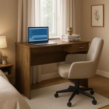 Imagem de Escrivaninha Mesa para Computador 1 Gaveta Home Office Marrom - Ravila