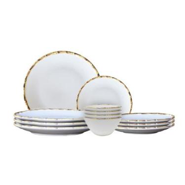 Imagem de Jogo 4 Pratos Raso+4 Sobremesa+4 Bowls Bambu 1ª Linha Scalla