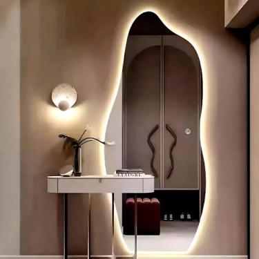 Imagem de Espelho Orgânico com LED Touch 3 Cores  Decorativo Moderno Corpo Intei