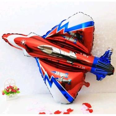 Imagem de 3 Balão Metalizado Avião Nave Gigante 94x88cm