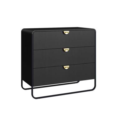 Imagem de Cômoda Luna 3 Gavetas Preto e Dourado