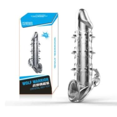 Imagem de Capa Peniana Em Silicone Com Cerdas Massageadoras E Estimulador Clitoriano Acessório Sexual MLNA1535