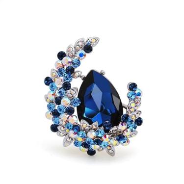 Imagem de Broche de flor para mulheres - Elegante feito à mão cristal e pérola strass boutonniere para chapéu, bolsa, terno, vestido, cachecol, acessórios de fantasia de xaile broches e alfinetes para mulheres