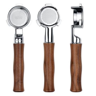 Imagem de Normcore Filtro portátil sem fundo de 54 mm com cesta de filtro de precisão de 18 g, serve para máquinas Breville de 54 mm, incluindo Bambino Plus BES500, cabo genuíno de nogueira americana