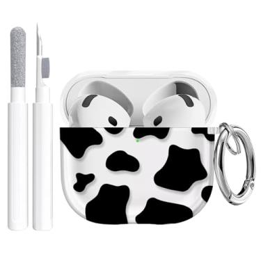 Imagem de Maxjoy Capa de silicone para Apple Airpods 4ª geração (2024), capa de silicone com kit de limpeza e chaveiro compatível com Airpods 4, capa para mulheres, homens, vacas pretas
