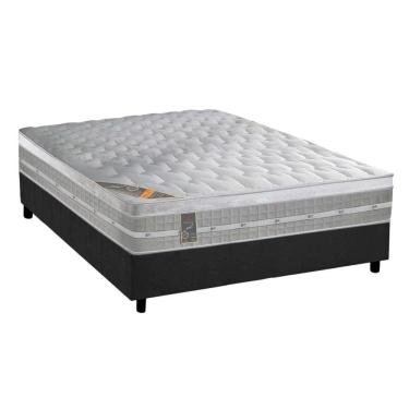 Imagem de Cama Box Casal: Colchão Molas  Ensacadas Castor Premium Gel + Base CRC Suede Gray (138x...