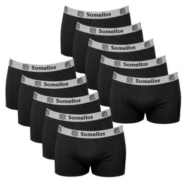 Imagem de Kit 10 Cuecas Somellos  PLUS SIZE EXG2 Boxer Preta Somellos Microfibra