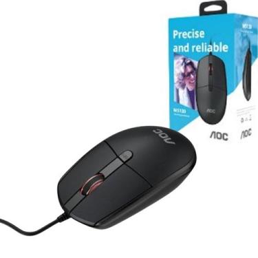 Imagem de Mouse Com Fio USB Óptico 1000 DPI Preto PC Notebook Ambidestro Trabalh