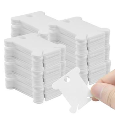 Imagem de Kyuionty 300 peças bobinas de fio dental bordadas de plástico branco cartões de costura organizador de fio dental para ponto cruz suprimentos de bordado