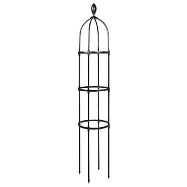 Imagem de Treliça de jardim para plantas de escalada, tubo de metal à prova de ferrugem com revestimento de plástico resistente, suporte de plantas em vaso interno para jardim ao ar livre, treliça de jardim de obelisco redondo para videira de escalada 25*180cm de altura