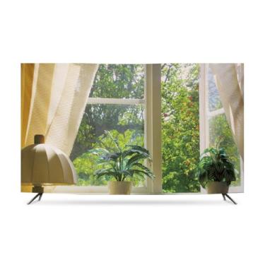 Imagem de Capa de TV Paisagem Verde Impresso TV À Prova de Poeira 32-80 Polegadas Protetor de Tela para LED LCD Tela Plana Pendurada/Curvada/Plana, Capa de Exibição Decoração de Sala de Estar-Verde-2||48