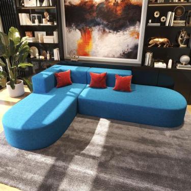 Imagem de Sofá Curvo Feijão Orgânico 3 Lugares  Decoração Moderna e Conforto Exc