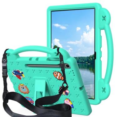 Imagem de Capa infantil para Galaxy Tab S10 FE+ (33.3 cm), capa protetora de EVA leve à prova de choque com alça de ombro, suporte e alça para Galaxy Tab S10 FE Plus 2025 33.3 cm SM-X620 / SM-X626B, verde menta