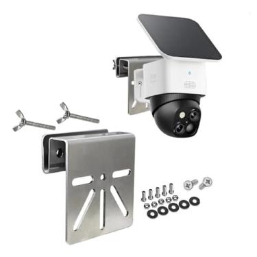 Imagem de PLZRMBME Suporte de aço inoxidável compatível com Eufy SoloCam S340/S330/E30 Suporte universal para câmera de vigilância de painel solar