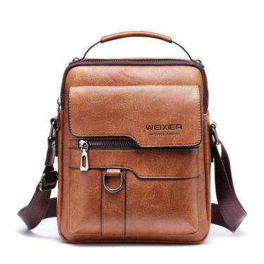 Imagem de Bolsa mensageiro Hjkiopc com zíper, fivela, couro vintage, vermelho-ma